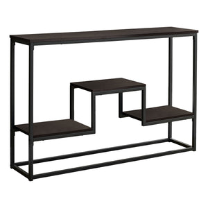 Homeroots 48" Brown And Black Frame Console Table With Shelves   376516