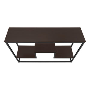 HomeRoots 48" Multi-Functional Console Table with Brown Top, Black Metal Frame & 3 Shelves for Stylish Storage 376516