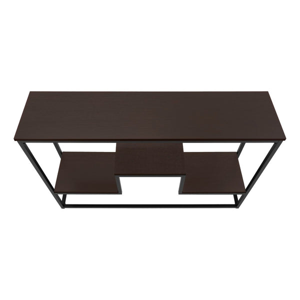 HomeRoots 48" Multi-Functional Console Table with Brown Top, Black Metal Frame & 3 Shelves for Stylish Storage 376516