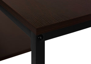 HomeRoots 48" Multi-Functional Console Table with Brown Top, Black Metal Frame & 3 Shelves for Stylish Storage 376516