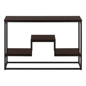 HomeRoots 48" Multi-Functional Console Table with Brown Top, Black Metal Frame & 3 Shelves for Stylish Storage 376516