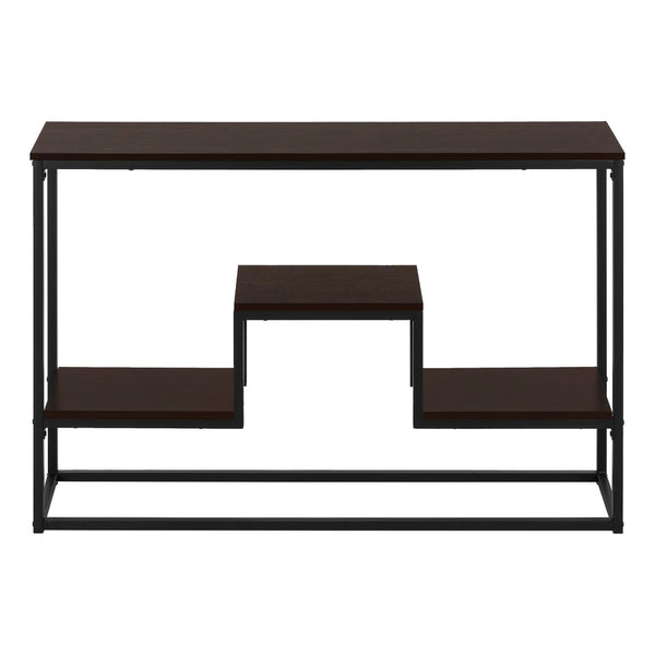 HomeRoots 48" Multi-Functional Console Table with Brown Top, Black Metal Frame & 3 Shelves for Stylish Storage 376516