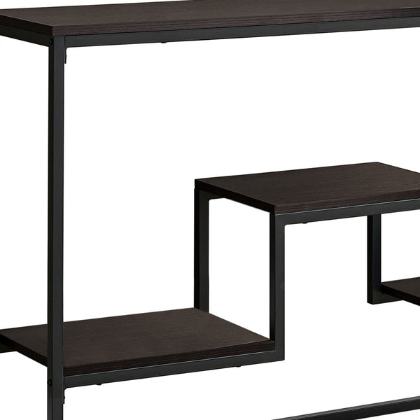 Homeroots 48" Brown And Black Frame Console Table With Shelves   376516