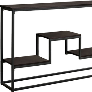 Homeroots 48" Brown And Black Frame Console Table With Shelves   376516
