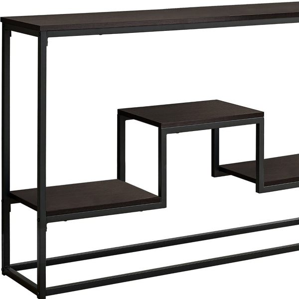Homeroots 48" Brown And Black Frame Console Table With Shelves   376516