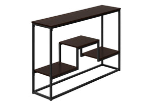 HomeRoots 48" Multi-Functional Console Table with Brown Top, Black Metal Frame & 3 Shelves for Stylish Storage 376516