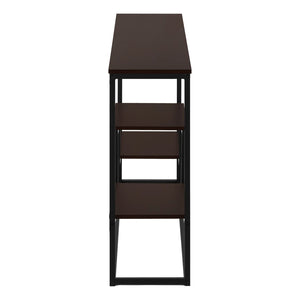 HomeRoots 48" Multi-Functional Console Table with Brown Top, Black Metal Frame & 3 Shelves for Stylish Storage 376516