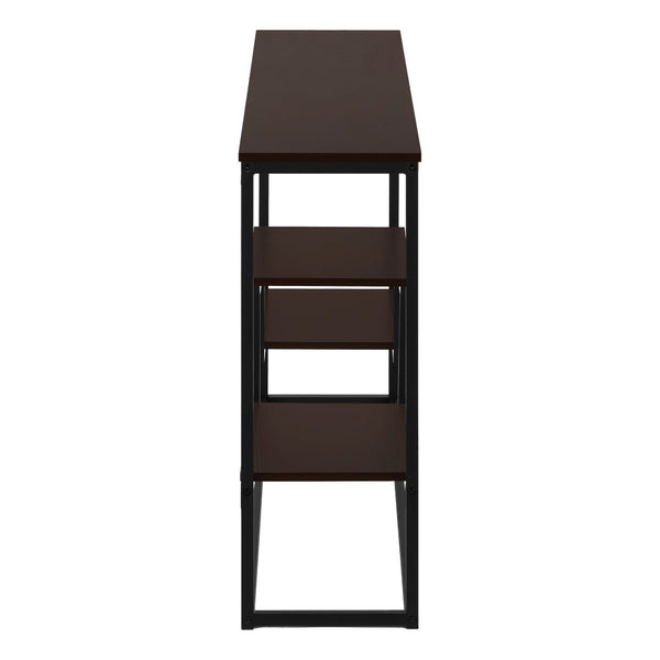 HomeRoots 48" Multi-Functional Console Table with Brown Top, Black Metal Frame & 3 Shelves for Stylish Storage 376516