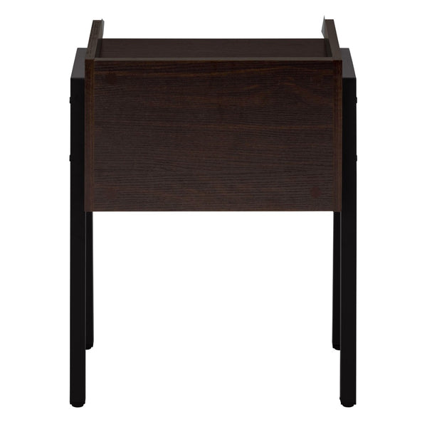 HomeRoots 23" Rectangular Espresso Accent Table - Stylish Black Metal Legs, Multi-Use Design for Small Spaces 376519