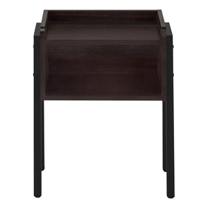 HomeRoots 23" Rectangular Espresso Accent Table - Stylish Black Metal Legs, Multi-Use Design for Small Spaces 376519