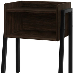 HomeRoots 23" Rectangular Espresso Accent Table - Stylish Black Metal Legs, Multi-Use Design for Small Spaces 376519