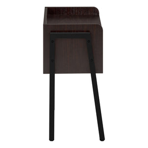 HomeRoots 23" Rectangular Espresso Accent Table - Stylish Black Metal Legs, Multi-Use Design for Small Spaces 376519