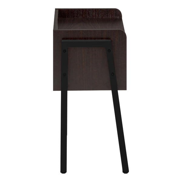 HomeRoots 23" Rectangular Espresso Accent Table - Stylish Black Metal Legs, Multi-Use Design for Small Spaces 376519