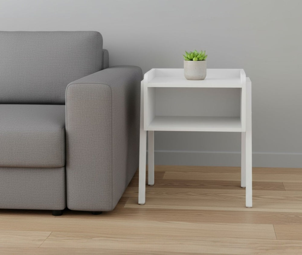 HomeRoots 23" Stylish White Accent Table with Metal Legs – Perfect for Small Spaces, Modern Design & Storage 376520