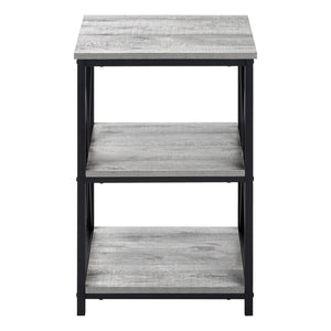 HomeRoots 26" Rectangular Grey Wood-Look Accent Table with Black Metal Legs for Modern Spaces & Storage 376521