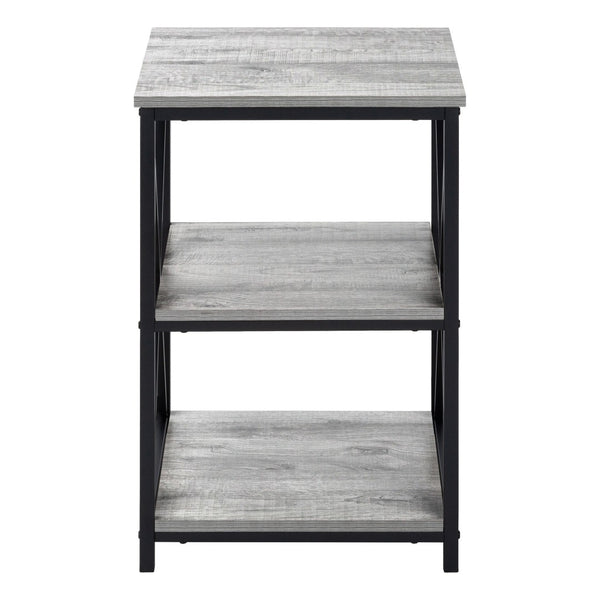HomeRoots 26" Rectangular Grey Wood-Look Accent Table with Black Metal Legs for Modern Spaces & Storage 376521