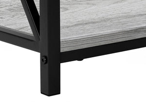 HomeRoots 26" Rectangular Grey Wood-Look Accent Table with Black Metal Legs for Modern Spaces & Storage 376521