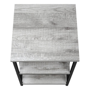 HomeRoots 26" Rectangular Grey Wood-Look Accent Table with Black Metal Legs for Modern Spaces & Storage 376521