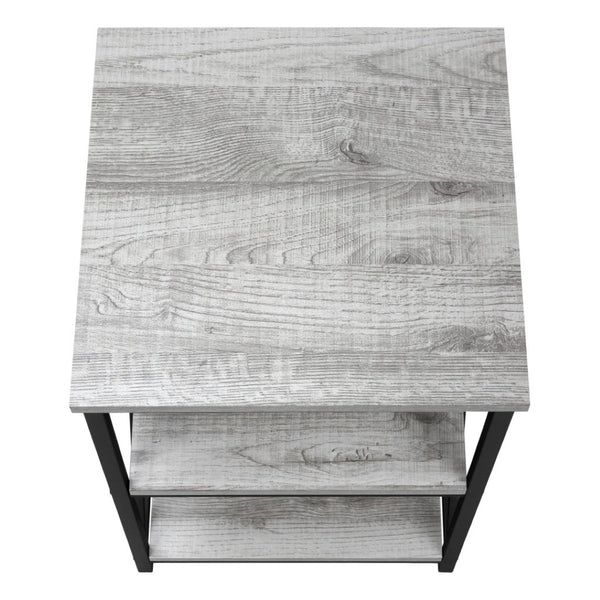HomeRoots 26" Rectangular Grey Wood-Look Accent Table with Black Metal Legs for Modern Spaces & Storage 376521