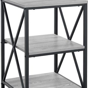 Homeroots 26" Rectangular Grey Black Metal Accent Table   376521
