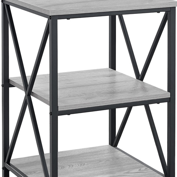 Homeroots 26" Rectangular Grey Black Metal Accent Table   376521