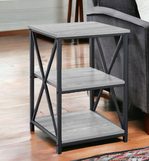 Homeroots 26" Rectangular Grey Black Metal Accent Table   376521
