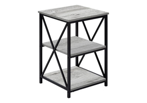 HomeRoots 26" Rectangular Grey Wood-Look Accent Table with Black Metal Legs for Modern Spaces & Storage 376521