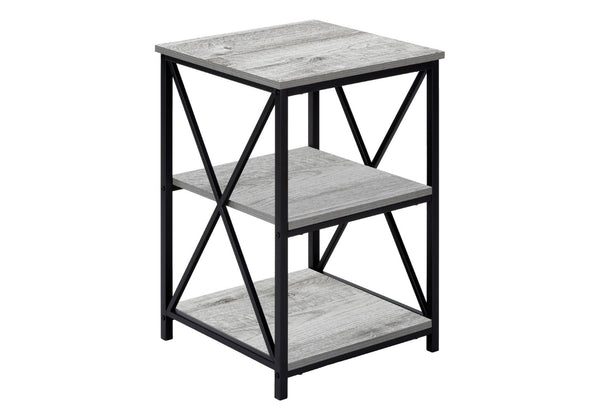 HomeRoots 26" Rectangular Grey Wood-Look Accent Table with Black Metal Legs for Modern Spaces & Storage 376521