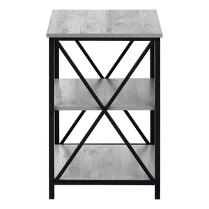 HomeRoots 26" Rectangular Grey Wood-Look Accent Table with Black Metal Legs for Modern Spaces & Storage 376521