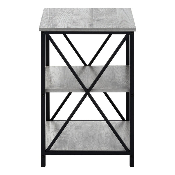 HomeRoots 26" Rectangular Grey Wood-Look Accent Table with Black Metal Legs for Modern Spaces & Storage 376521