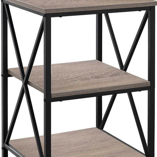 Homeroots 26" Rectangular Dark Taupe Black Metal Accent Table   376522