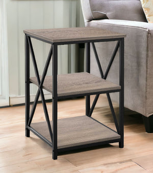 Homeroots 26" Rectangular Dark Taupe Black Metal Accent Table   376522