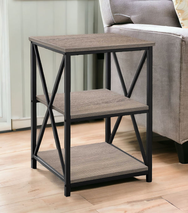 Homeroots 26" Rectangular Dark Taupe Black Metal Accent Table   376522