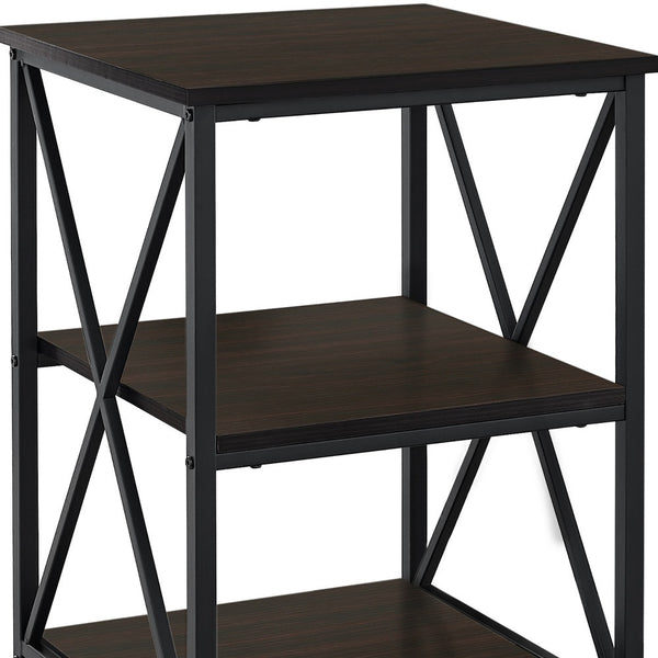 Homeroots 26" Rectangular Espresso Black Metal Accent Table   376523