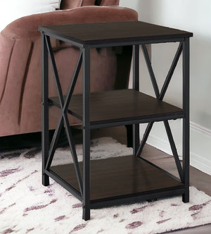 Homeroots 26" Rectangular Espresso Black Metal Accent Table   376523