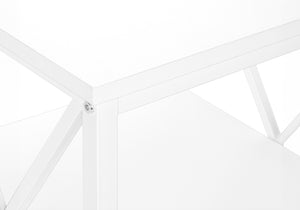HomeRoots 26" Modern White Metal Accent Table with Open Shelves - Versatile Nightstand & End Table Design 376524