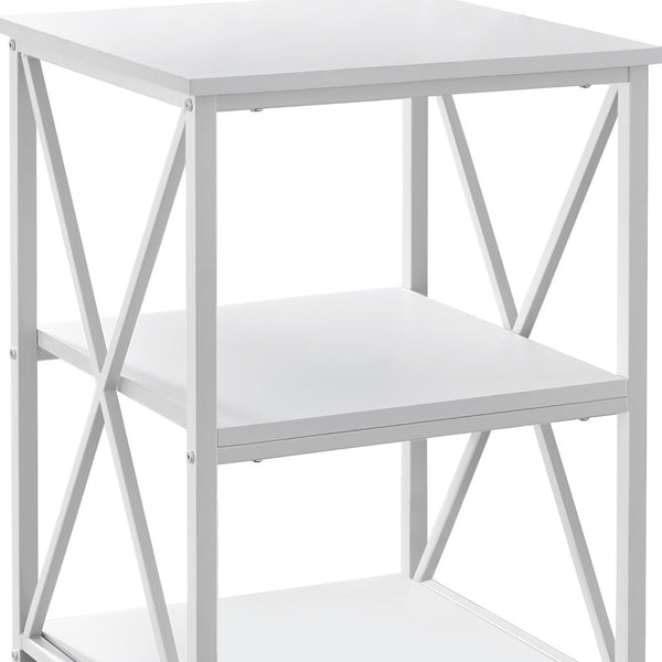 Homeroots 26" Rectangular White White Metal Accent Table   376524