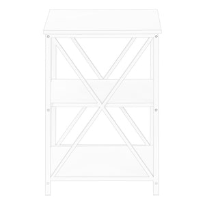 HomeRoots 26" Modern White Metal Accent Table with Open Shelves - Versatile Nightstand & End Table Design 376524