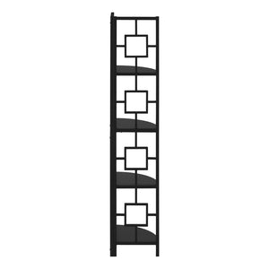 HomeRoots 62" Black Metal Corner Bookcase - Stylish Space-Saving Storage with Four Durable Shelves for Any Room 376525