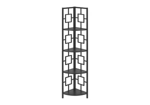 HomeRoots 62" Black Metal Corner Bookcase - Stylish Space-Saving Storage with Four Durable Shelves for Any Room 376525