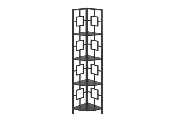 HomeRoots 62" Black Metal Corner Bookcase - Stylish Space-Saving Storage with Four Durable Shelves for Any Room 376525