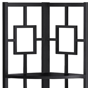 HomeRoots 62" Black Metal Corner Bookcase - Stylish Space-Saving Storage with Four Durable Shelves for Any Room 376525