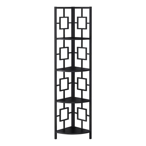 HomeRoots 62" Black Metal Corner Bookcase - Stylish Space-Saving Storage with Four Durable Shelves for Any Room 376525