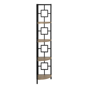 HomeRoots 62" Dark Taupe Metal Corner Bookcase - Stylish Space-Saving Storage for Home & Office Décor Solutions 376526