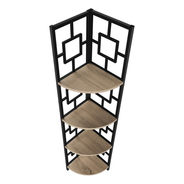 HomeRoots 62" Dark Taupe Metal Corner Bookcase - Stylish Space-Saving Storage for Home & Office Décor Solutions 376526