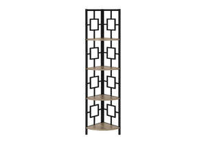 HomeRoots 62" Dark Taupe Metal Corner Bookcase - Stylish Space-Saving Storage for Home & Office Décor Solutions 376526