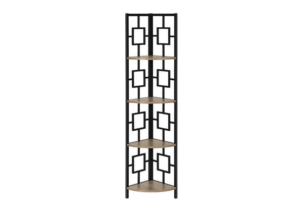 HomeRoots 62" Dark Taupe Metal Corner Bookcase - Stylish Space-Saving Storage for Home & Office Décor Solutions 376526