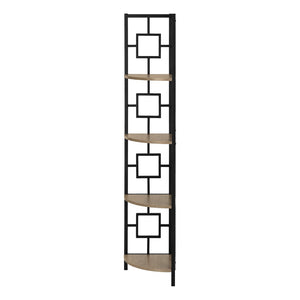 HomeRoots 62" Dark Taupe Metal Corner Bookcase - Stylish Space-Saving Storage for Home & Office Décor Solutions 376526