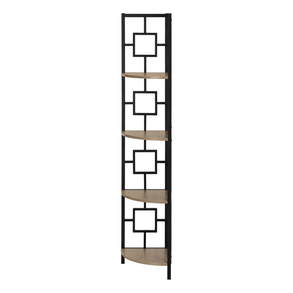 HomeRoots 62" Dark Taupe Metal Corner Bookcase - Stylish Space-Saving Storage for Home & Office Décor Solutions 376526