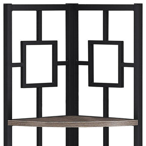 Homeroots 62" Dark Taupe Metal Corner Bookcase   376526